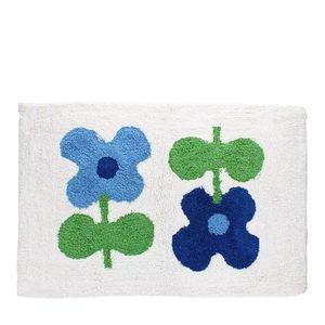 Biela/modrá kúpeľňová predložka 50x80 cm Blue Flowers – Rex London vyobraziť