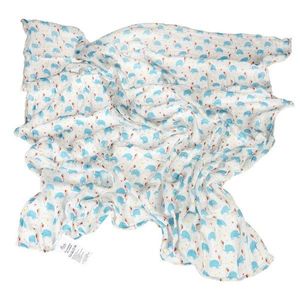 Biela/modrá mušelínová zavinovacia detská deka 120x120 cm Elephant Party – Rex London vyobraziť