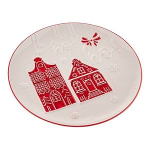 Biely servírovací keramický tanier s vianočným motívom ø 26 cm Christmas cottage – Dakls vyobraziť