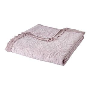 Ružový prešívaný pléd 220x230 cm Bridgerton Silhouette Floral Lace – Catherine Lansfield vyobraziť