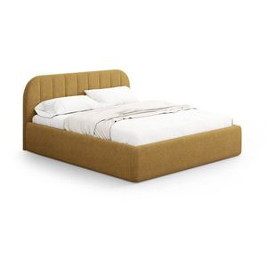 Čalúnená dvojlôžková posteľ s úložným priestorom s roštom 180x200 cm v horčicovej farbe Juno – Windsor & Co Sofas vyobraziť