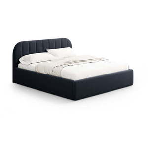 Tmavomodrá čalúnená dvojlôžková posteľ s úložným priestorom s roštom 200x200 cm Juno – Windsor & Co Sofas vyobraziť