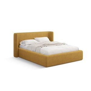 Čalúnená dvojlôžková posteľ s úložným priestorom s roštom 180x200 cm v horčicovej farbe Jason – Windsor & Co Sofas vyobraziť