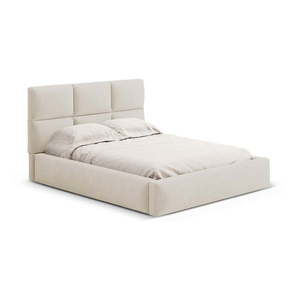 Béžová čalúnená dvojlôžková posteľ s úložným priestorom s roštom 140x200 cm Libera – Windsor & Co Sofas vyobraziť