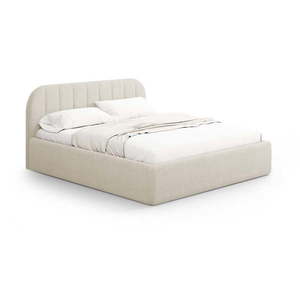 Krémovobiela čalúnená dvojlôžková posteľ s úložným priestorom s roštom 180x200 cm Juno – Windsor & Co Sofas vyobraziť