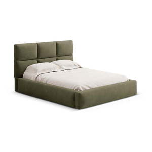 Zelená čalúnená dvojlôžková posteľ s úložným priestorom s roštom 180x200 cm Libera – Windsor & Co Sofas vyobraziť