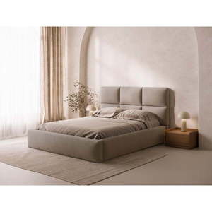 Svetlohnedá čalúnená dvojlôžková posteľ s úložným priestorom s roštom 200x200 cm Libera – Windsor & Co Sofas vyobraziť
