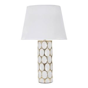 Keramická stolová lampa s textilným tienidlom v bielo-zlatej farbe (výška 56 cm) Glam Carv – Mauro Ferretti vyobraziť