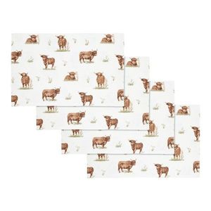 Bavlnené prestieranie 4 ks 30x46 cm Angus Highland Cow – Catherine Lansfield vyobraziť