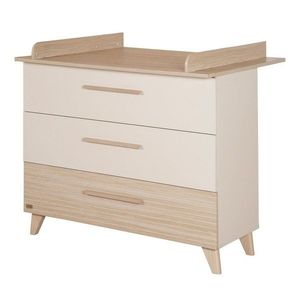 Krémovobiela/v prírodnej farbe detská komoda v dekore duba s prebaľovacím pultom 110x98x75 cm Sidney – Roba vyobraziť