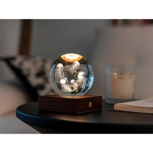 LED stolová lampa v prírodnej farbe so skleneným tienidlom (výška 8 cm) Amber – Gingko vyobraziť