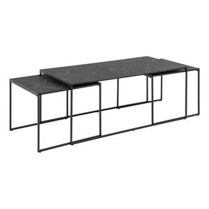 Matne čierne konferenčné stolíky v súprave 3 ks s doskou v dekore mramoru 60x120 cm Infinity – Actona vyobraziť