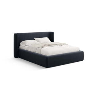 Tmavomodrá čalúnená dvojlôžková posteľ s úložným priestorom s roštom 160x200 cm Jason – Windsor & Co Sofas vyobraziť