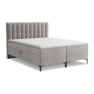 Svetlosivá boxspring posteľ s úložným priestorom 140x200 cm Puhala – Makamii vyobraziť