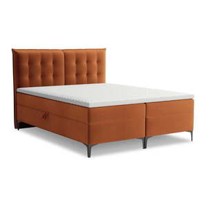 Terakotová boxspring posteľ s úložným priestorom 180x200 cm Mikana – Makamii vyobraziť