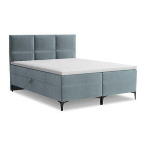 Svetlomodrá boxspring posteľ s úložným priestorom 160x200 cm Pakalana – Makamii vyobraziť