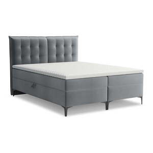 Sivá boxspring posteľ s úložným priestorom 180x200 cm Mikana – Makamii vyobraziť