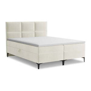 Béžová boxspring posteľ s úložným priestorom 140x200 cm Pakalana – Makamii vyobraziť