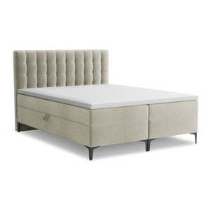 Taupe boxspring posteľ s úložným priestorom 140x200 cm Puhala – Makamii vyobraziť