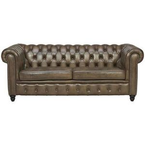 Ambia Home SEDAČKA CHESTERFIELD, koža, čierna, taupe vyobraziť