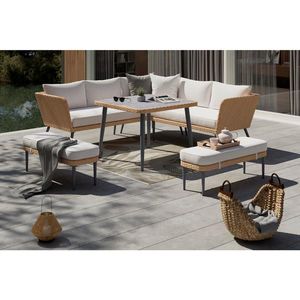 Ambia Garden JEDÁLENSKÁ TERASOVÁ SÚPRAVA 6-dielne, kov, plast, textil vyobraziť