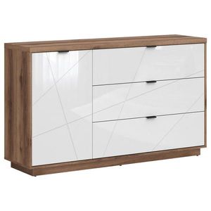 XXXL ŠIROKÁ KOMODA, farba duba, biela s vysokým leskom, 156/93/42, 5 cm vyobraziť