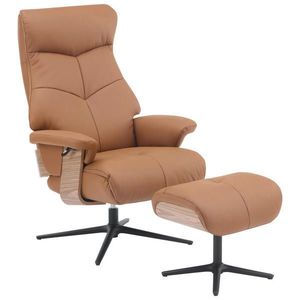 Livetastic RELAXAČNÉ KRESLO S PODNOŽKOU, koža, drevo, textil, hnedá vyobraziť