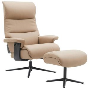 Xora RELAXAČNÉ KRESLO S PODNOŽKOU, kov, textil, koža, čierna, taupe vyobraziť