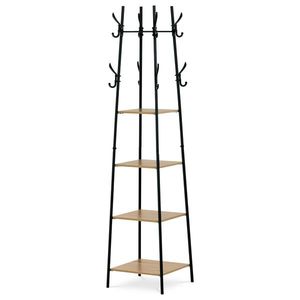 AUTRONIC GD-170 OAK Věšák se 4 policemi, dekor divoký dub, MDF, černý lak vyobraziť