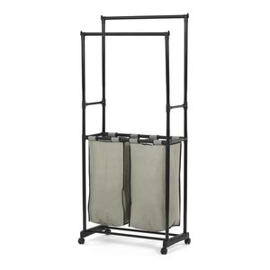 AUTRONIC GD-176 BK Věšák dvouramenný s košem na prádlo, černý plast. vyobraziť