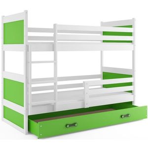 BMS Detská poschodová posteľ RICO 3 s úložným priestorom | biela 90 x 200 cm Farba: Zelená vyobraziť