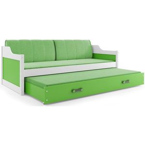BMS Detská posteľ s prístelkou DAWID 2 | biela 90 x 200 cm Farba: Zelená vyobraziť