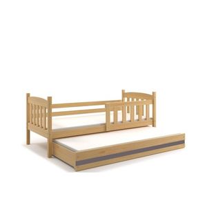 BMS Detská posteľ KUBUŠ 2 s prístelkou | borovica 80 x 190 cm Farba: Borovica / sivá, Rozmer.: 190 x 80 cm vyobraziť