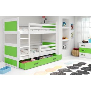 BMS Detská poschodová posteľ RICO 3 s úložným priestorom | 160x80 cm | biela/zelená vyobraziť