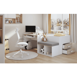 ArtBed Detská vyvýšená posteľ so stolíkom MEGAN | biela 80 x 180 cm vyobraziť