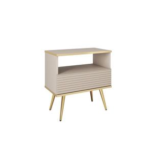 ArtPS Nočný stolík BIJOU S-54 MDF | béžová / zlaté nohy vyobraziť