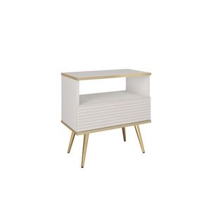 ArtPS Nočný stolík BIJOU S-54 MDF | biela / zlaté nohy vyobraziť