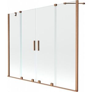 MEXEN/S - Velar Duo Dvojkrídlová posuvná vaňová zástena 170 x 150, transparent, kartáčovaná meď 896-170-000-02-65 vyobraziť