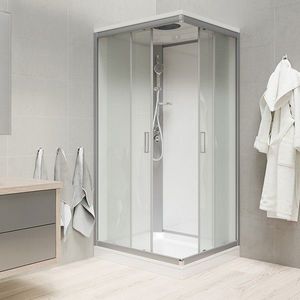 Mereo Sprchový box, štvorcový, 90 cm, satin ALU, sklo Point, z. steny biele, liata vanička, so strieškou CK34122KMSW vyobraziť