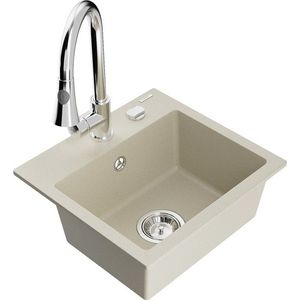 MEXEN/S MEXEN/S - Milo granitový drez 1-miska vrátane batérie Elia, béžová 6505-69-670101-00 vyobraziť