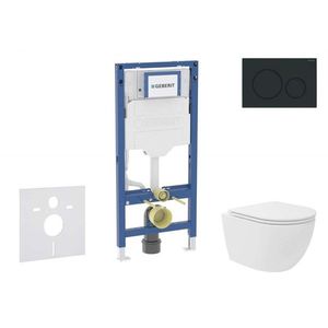 GEBERIT - Duofix Set předstěnové instalace, kompaktního klozetu Oudee Vortex a sedátka softclose, tlačítko Sigma20, matná černá/černá SANI11CA5140B vyobraziť