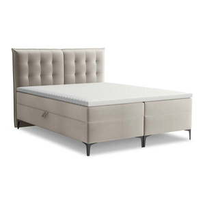 Taupe boxspring posteľ s úložným priestorom 140x200 cm Mikana – Makamii vyobraziť