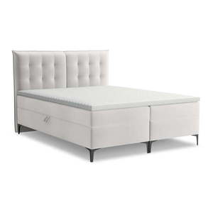 Svetlosivá boxspring posteľ s úložným priestorom 140x200 cm Mikana – Makamii vyobraziť