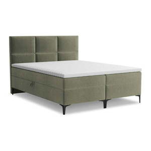Zelená boxspring posteľ s úložným priestorom 140x200 cm Pakalana – Makamii vyobraziť
