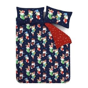 Červené/modré detské obliečky do postieľky 120x150 cm Christmas Elves – Catherine Lansfield vyobraziť