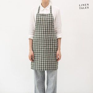 Ľanová zástera Forest Green Gingham – Linen Tales vyobraziť