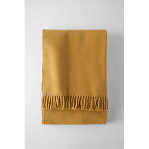 Deka s prímesou bavlny v horčicovej farbe 140x180 cm Basics Plain – Euromant vyobraziť