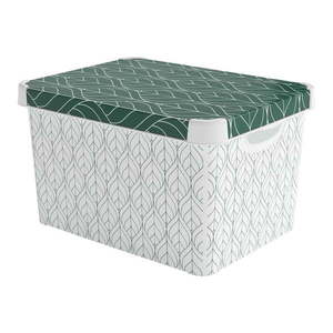 Biely/zelený plastový úložný box s vekom 39, 5x29, 5x25 cm L – Curver vyobraziť
