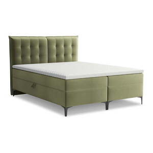 Zelená boxspring posteľ s úložným priestorom 160x200 cm Mikana – Makamii vyobraziť
