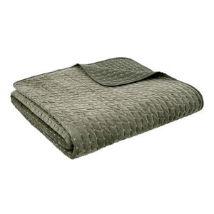 Zelený zamatový prešívaný pléd 240x260 cm Attica Velvet Embroidered – Bianca vyobraziť